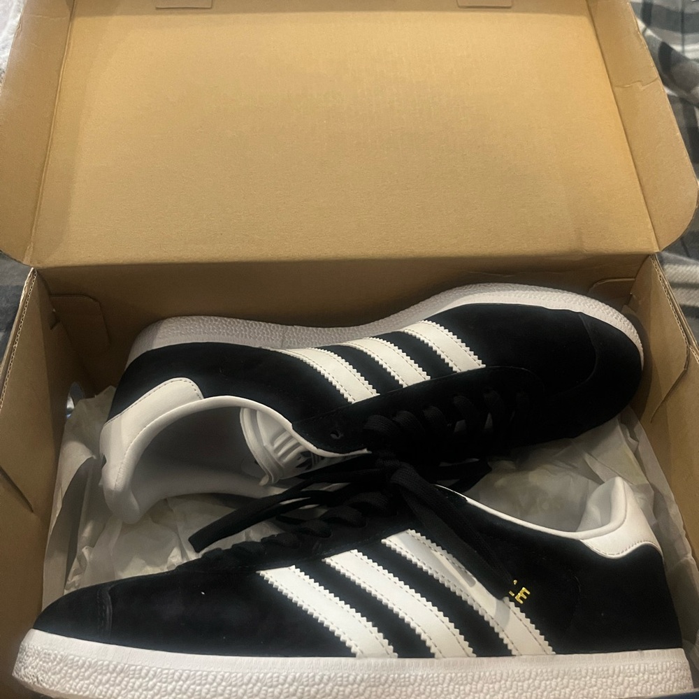 Adidas Men's Black and White Suede Sneakers